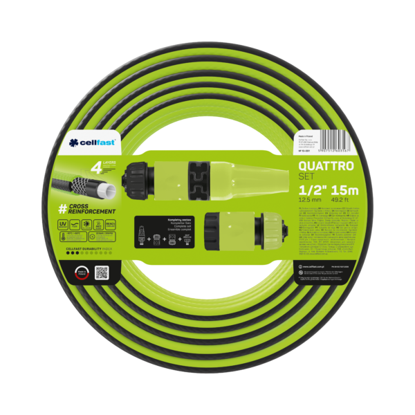 Поливальний набір QUATTRO шланг 1/2” 15 м  + комплект конекторів